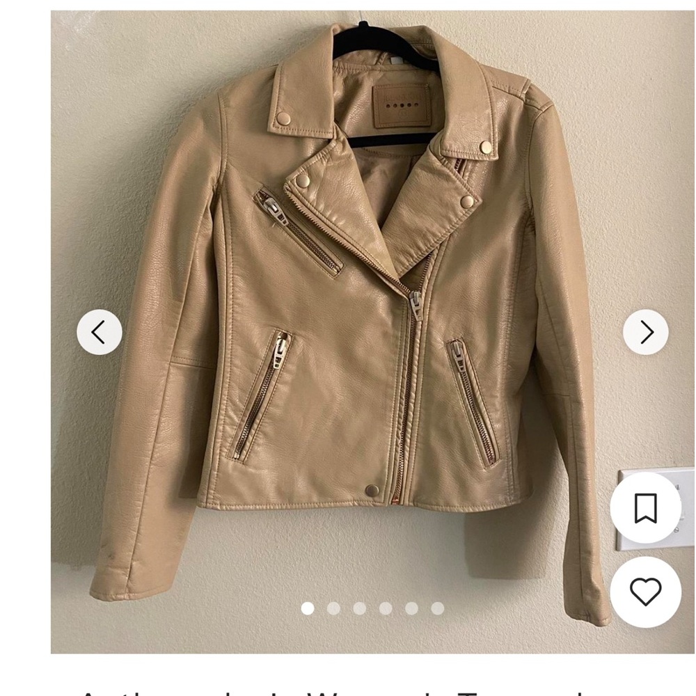 Anthropology faux cream leather jacket.